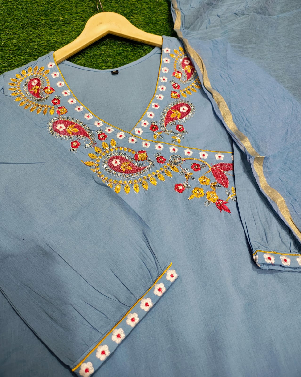 Cotton Angarakha Kurti set with chanderi dupatta