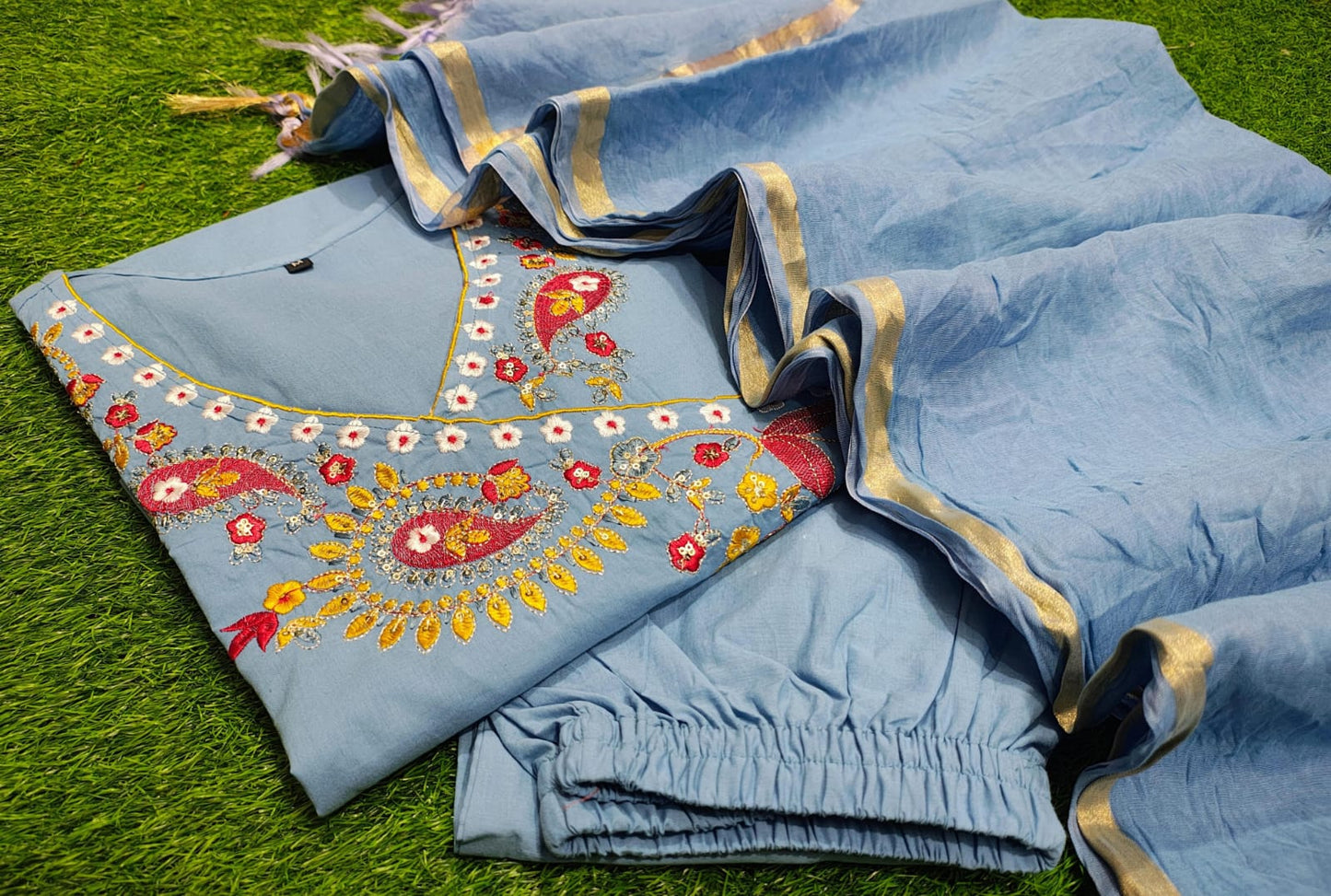 Cotton Angarakha Kurti set with chanderi dupatta