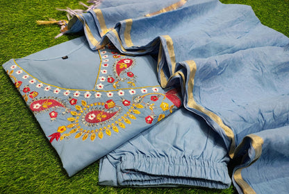 Cotton Angarakha Kurti set with chanderi dupatta