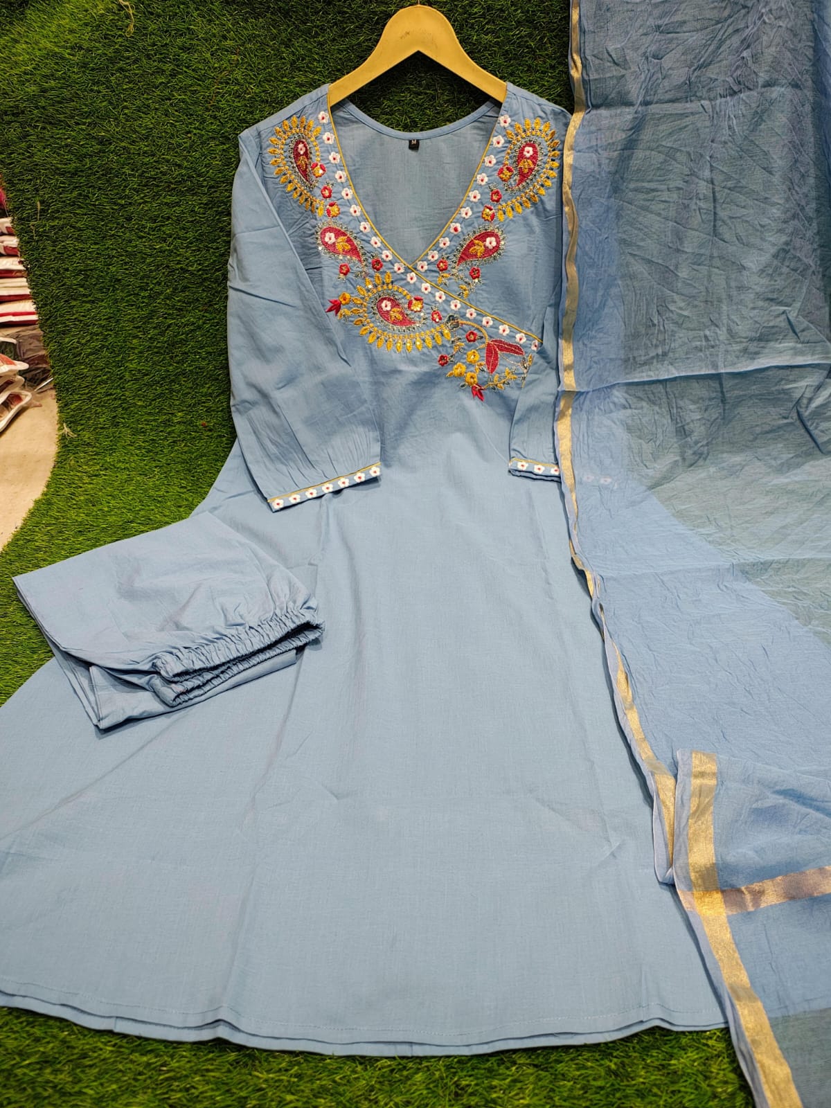 Cotton Angarakha Kurti set with chanderi dupatta