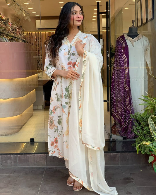 Mughal print Mul cotton kurti set