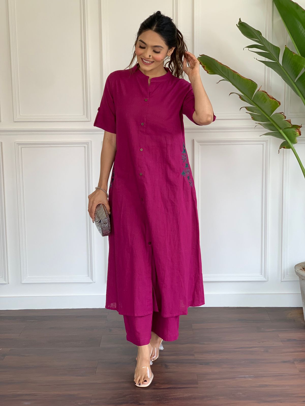 Pure south cotton handwoven kurta with plazzo