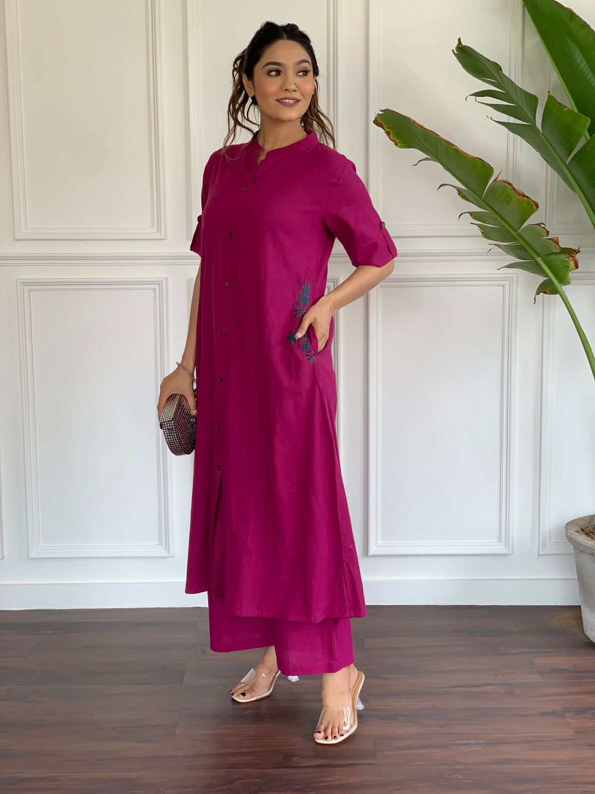 Pure south cotton handwoven kurta with plazzo