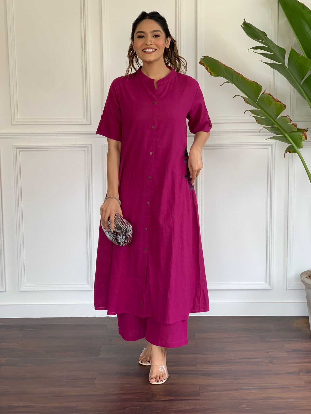 Pure south cotton handwoven kurta with plazzo