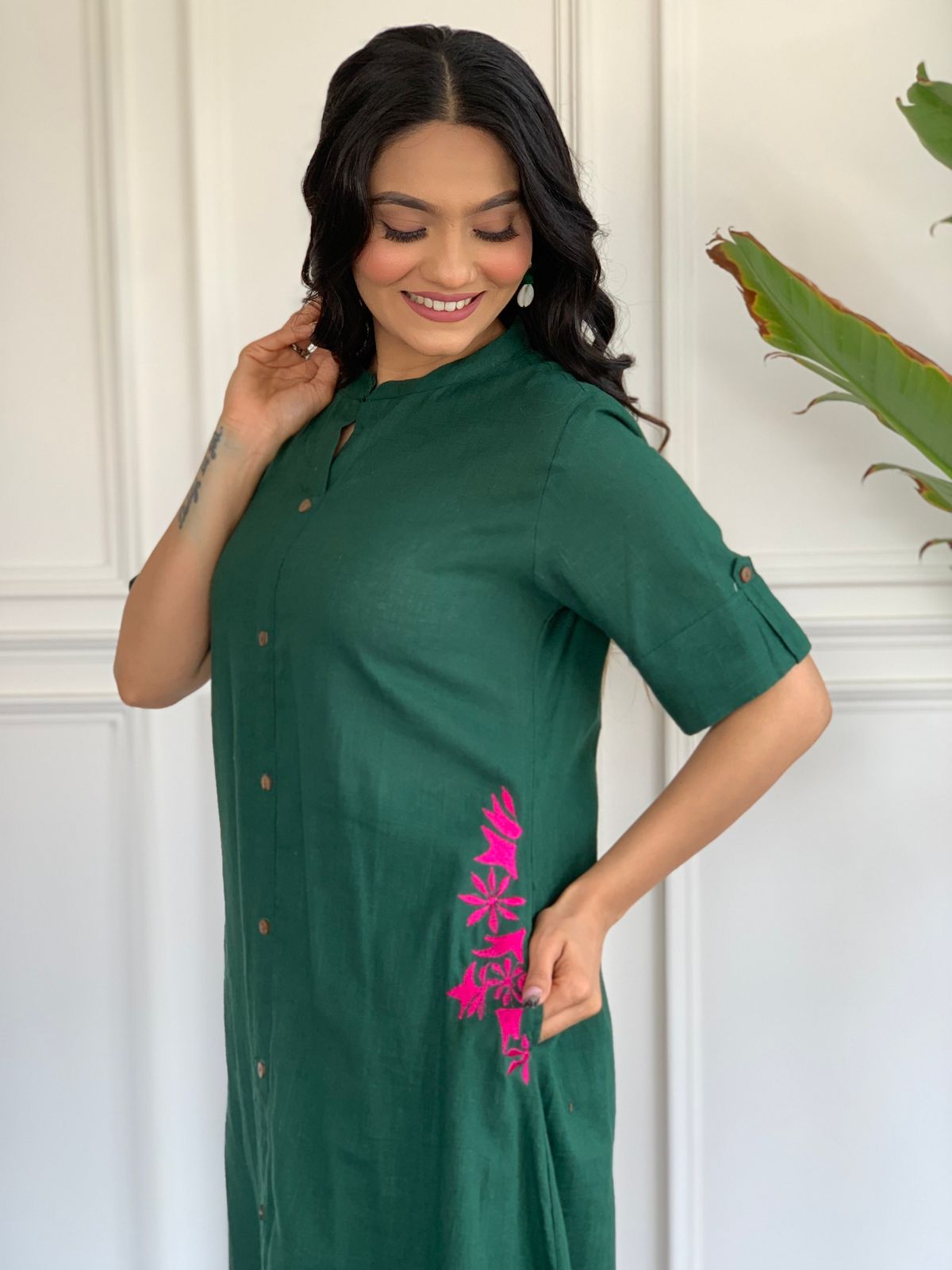 Pure south cotton handwoven kurta with plazzo