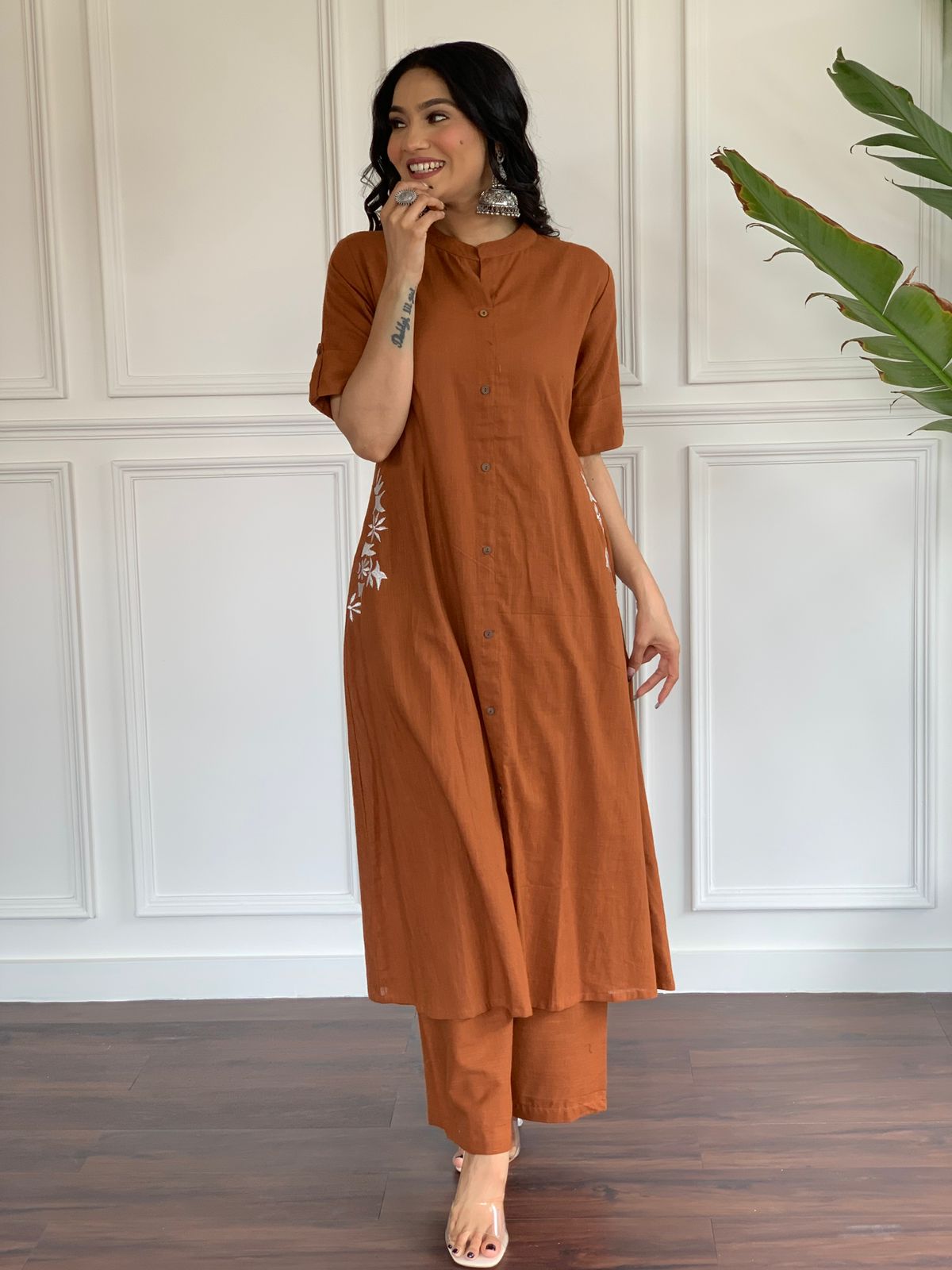 Pure south cotton handwoven kurta with plazzo