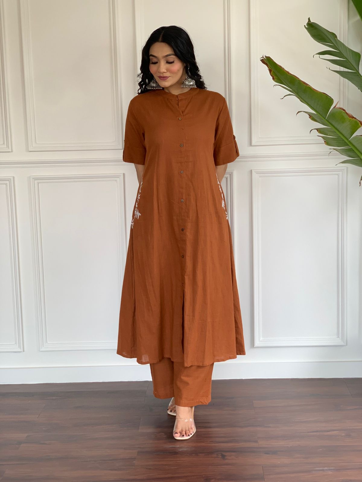 Pure south cotton handwoven kurta with plazzo