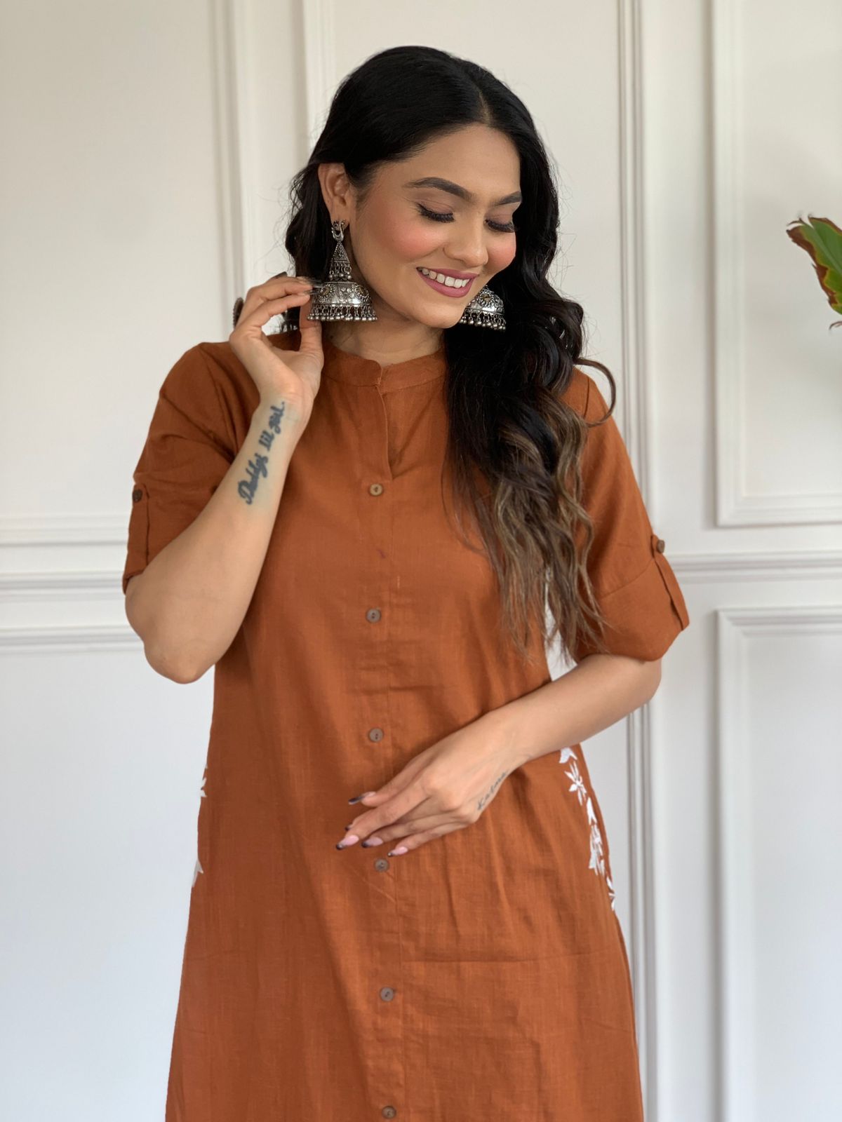 Pure south cotton handwoven kurta with plazzo