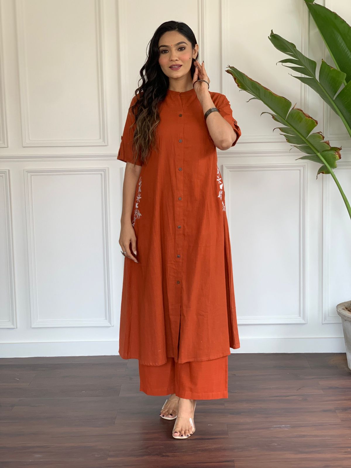 Pure south cotton handwoven kurta with plazzo