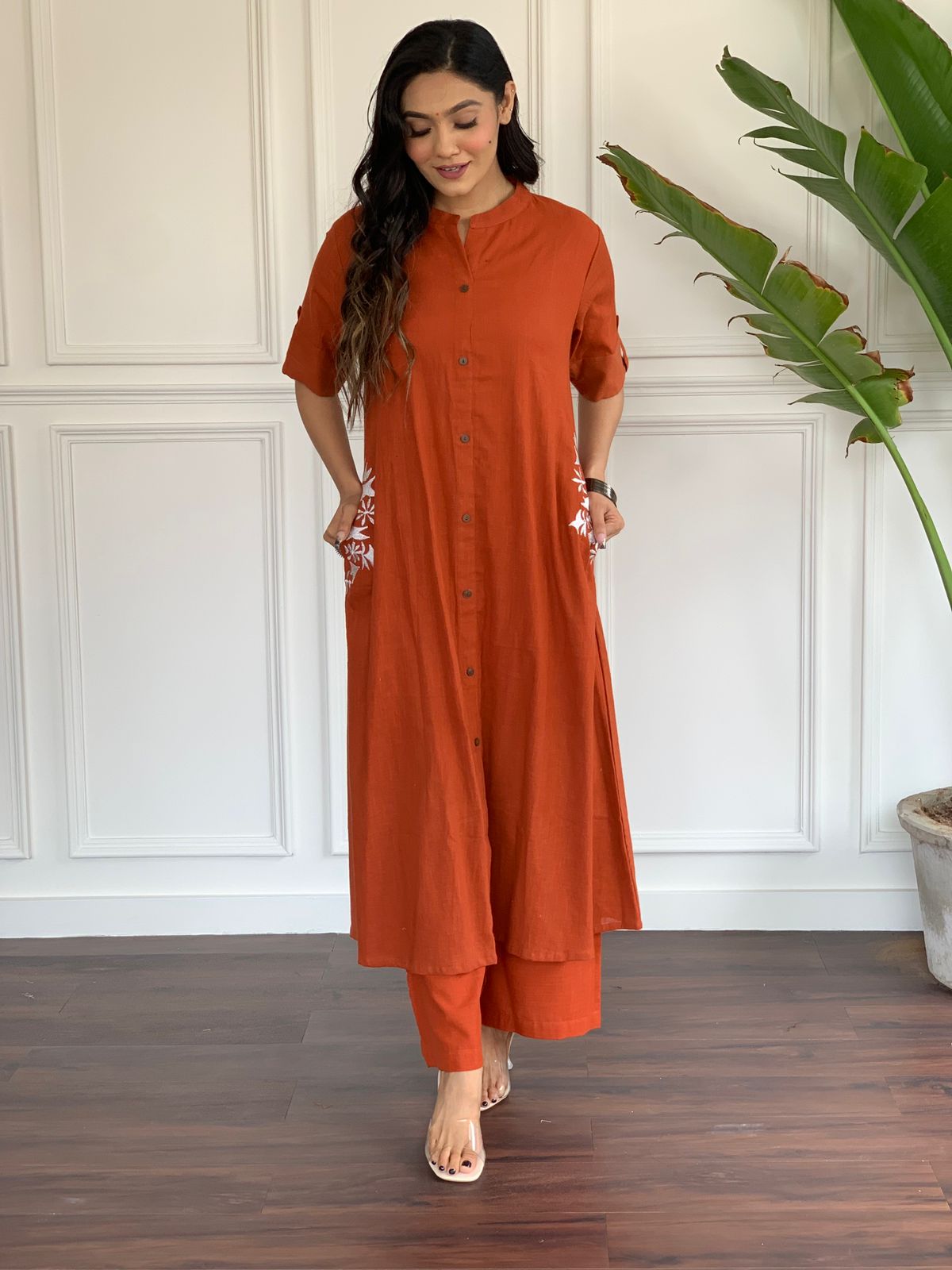 Pure south cotton handwoven kurta with plazzo