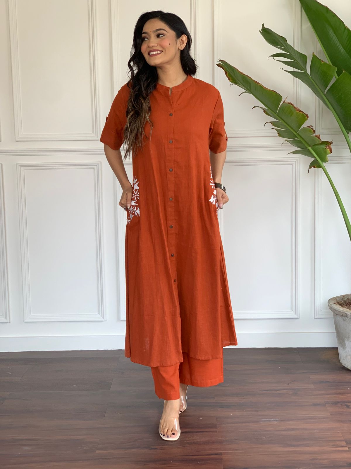 Pure south cotton handwoven kurta with plazzo