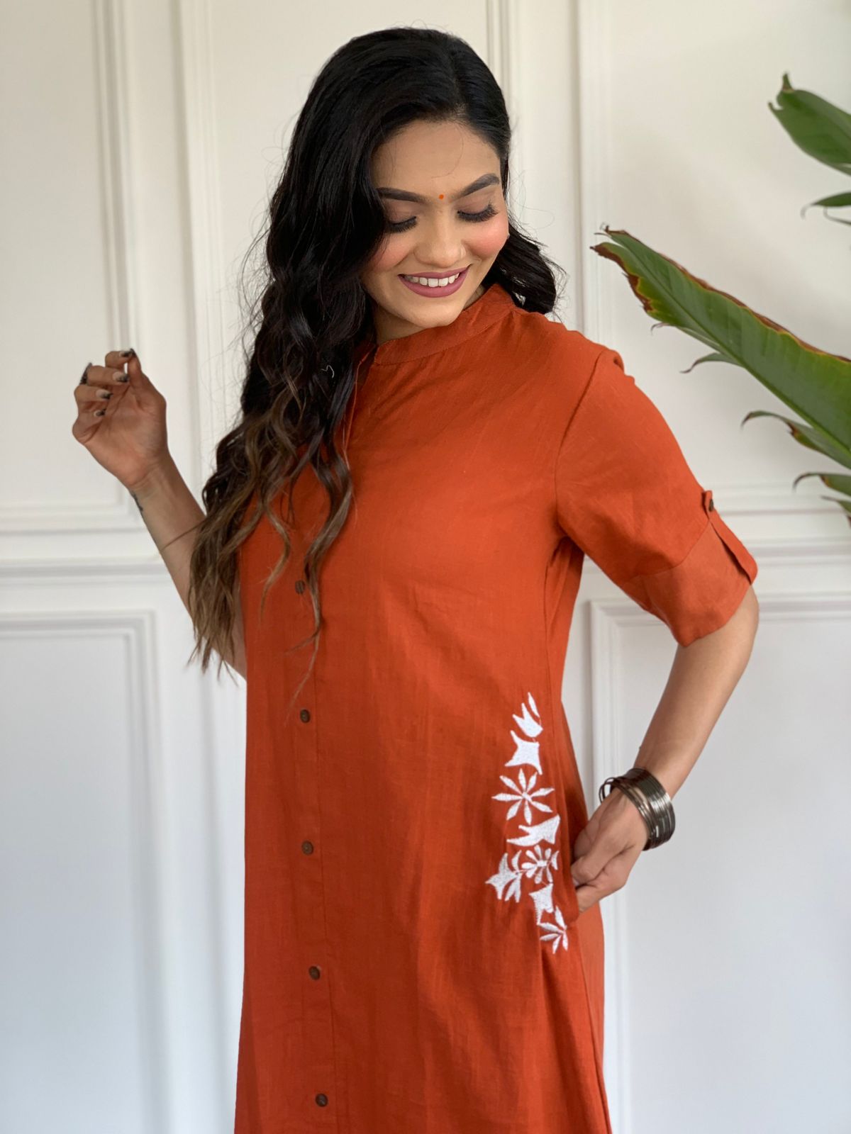 Pure south cotton handwoven kurta with plazzo