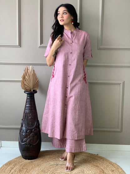Pure south cotton handwoven kurta with plazzo
