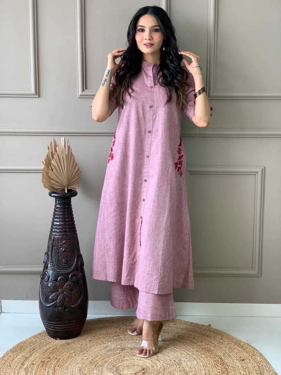 Pure south cotton handwoven kurta with plazzo
