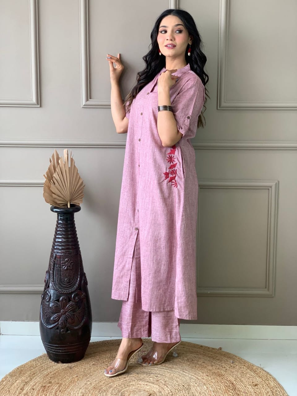 Pure south cotton handwoven kurta with plazzo