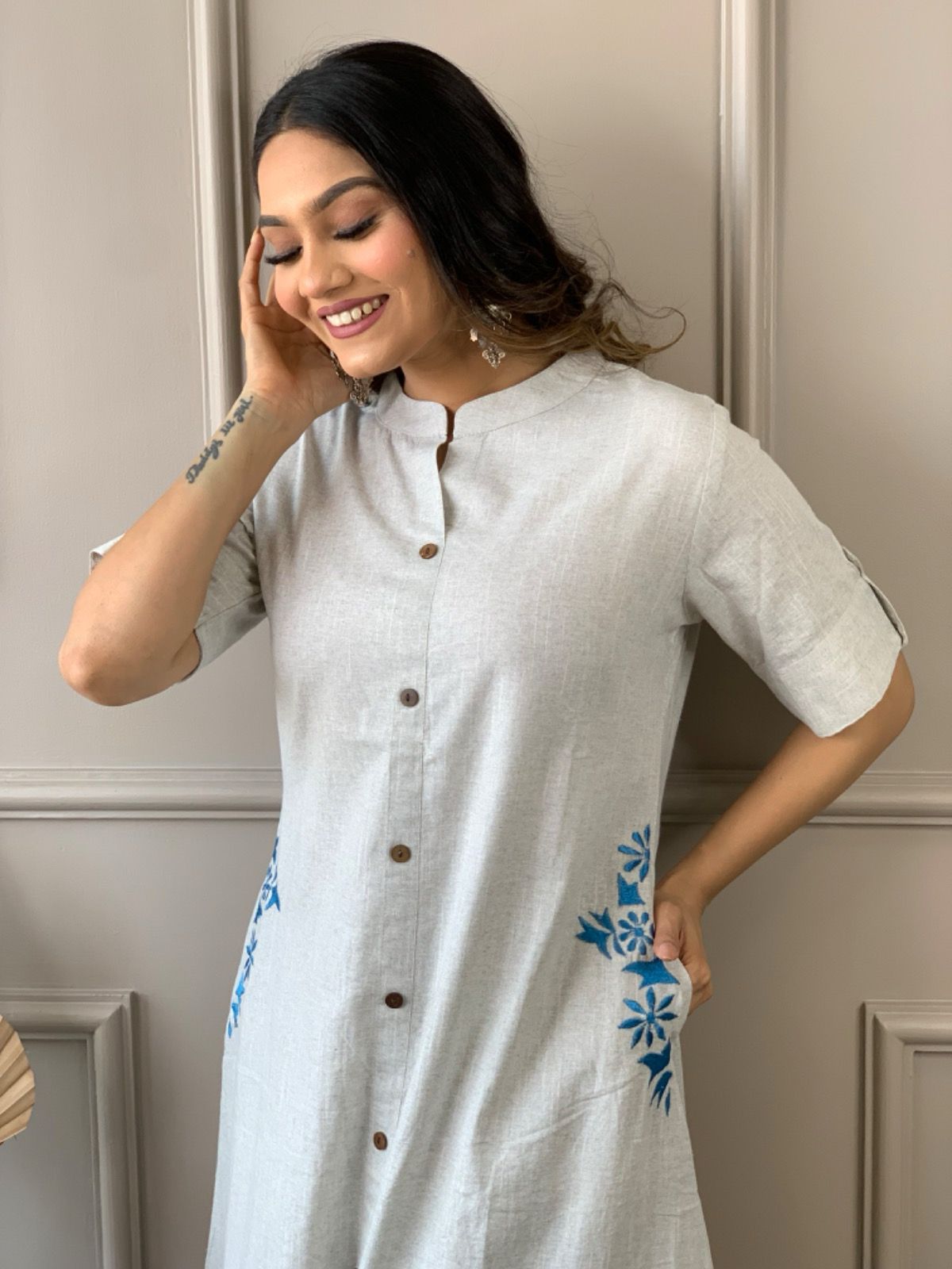 Pure south cotton handwoven kurta with plazzo