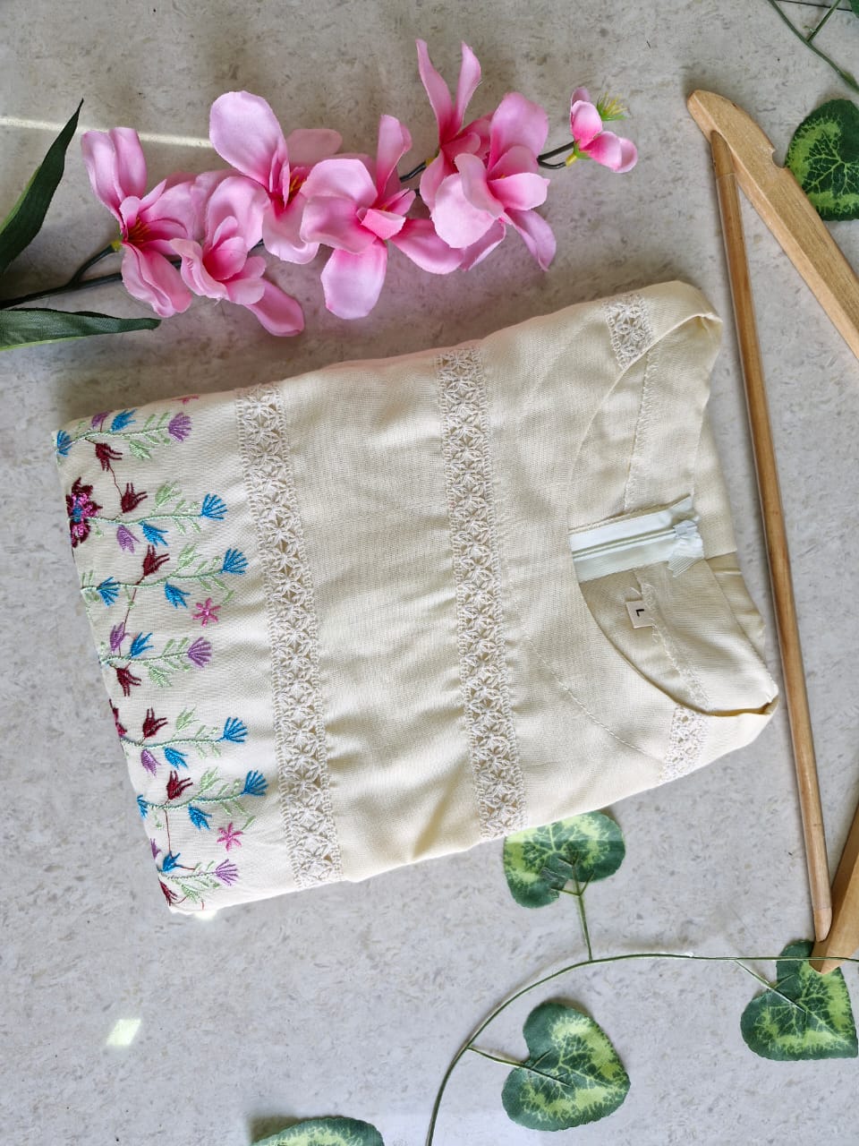 Floral Off white Embroidery Dress