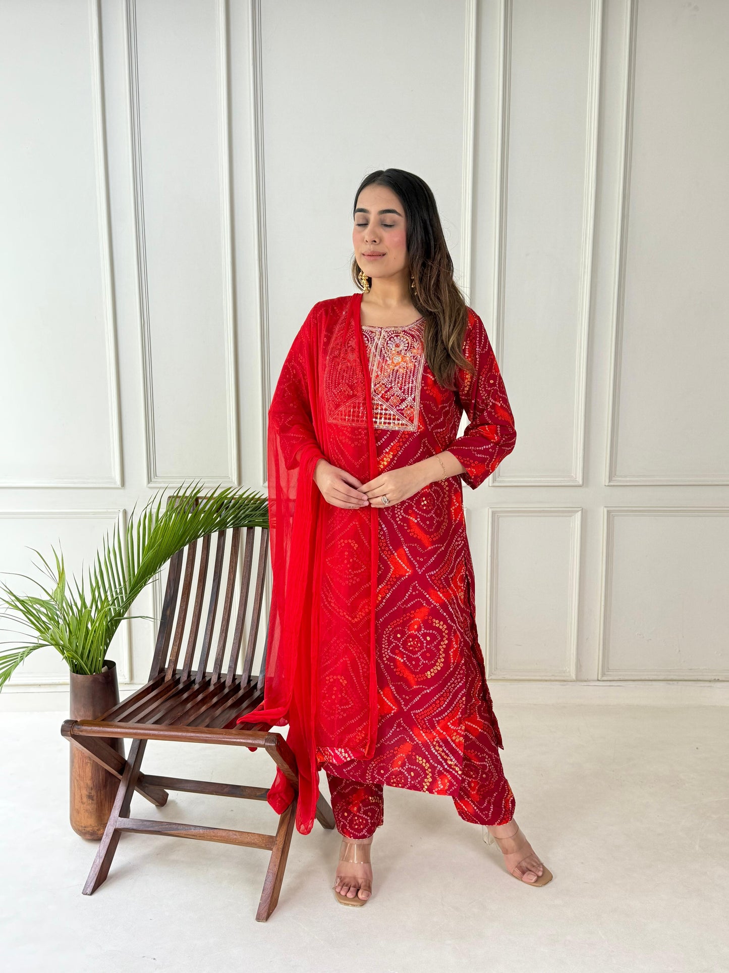 Premium Handwork Bhandhej Suit Set