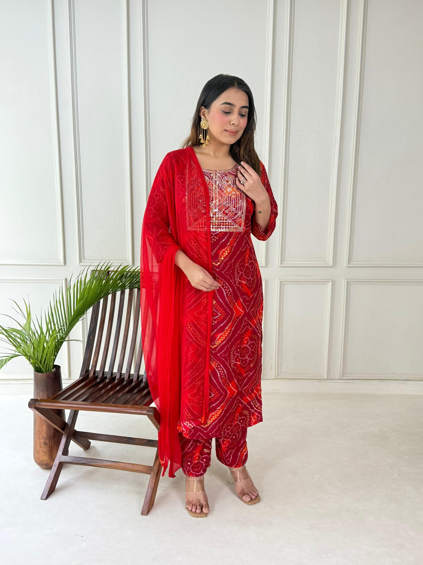 Premium Handwork Bhandhej Suit Set