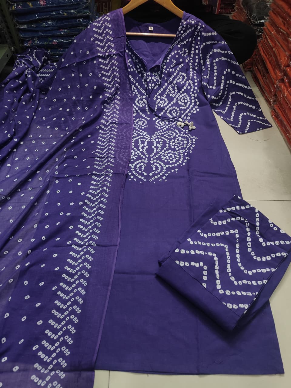 Heavy Cotton Bhandej Print Kurti Set - 2 Colours