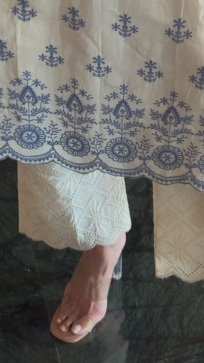 Elegant Cotton Flex Kurta–Plazzo Set with Dupatta 💙✨