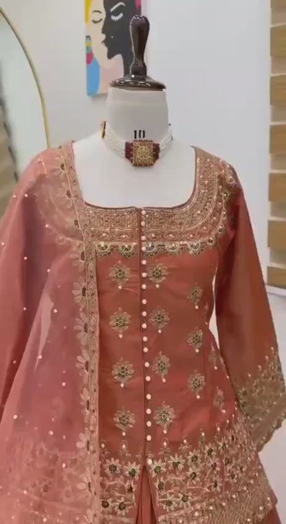 Premium Shimmer Silk Embroidered Lehenga Set