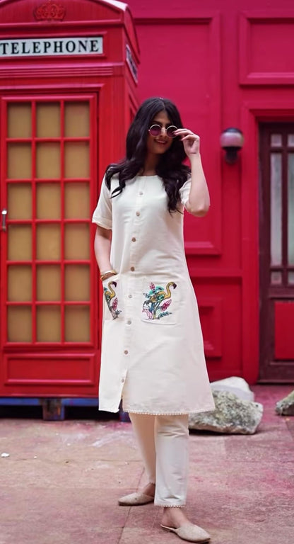 Beautiful A-line Cotton kurta set