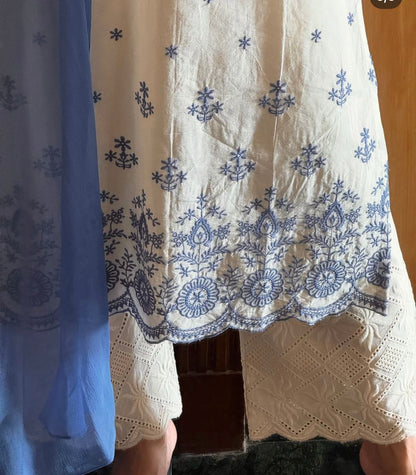 Elegant Cotton Flex Kurta–Plazzo Set with Dupatta 💙✨