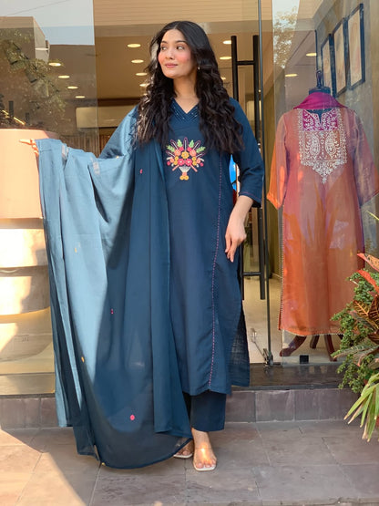 Beautiful Cotton Kurti,Pant and Dupatta set