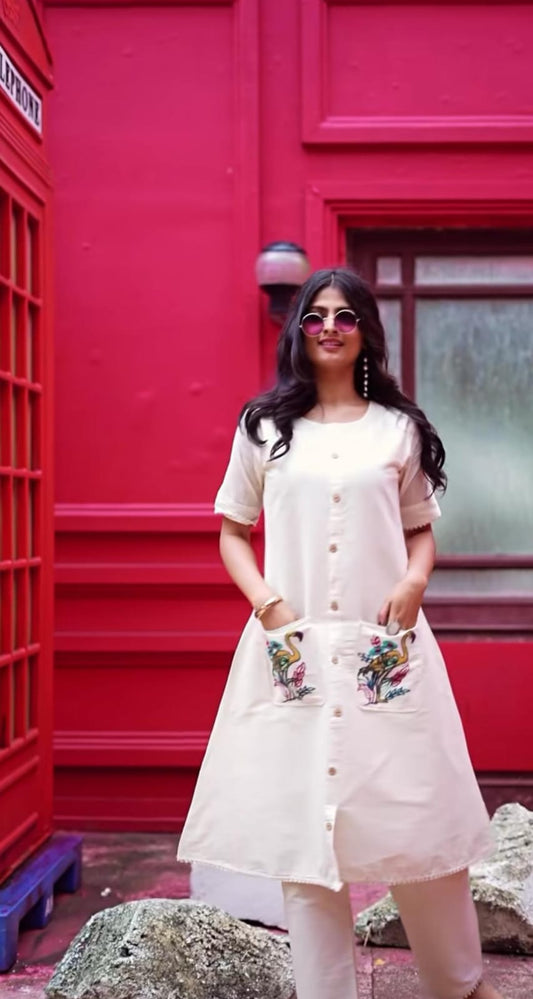 Beautiful A-line Cotton kurta set