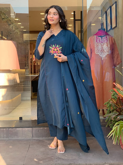 Beautiful Cotton Kurti,Pant and Dupatta set