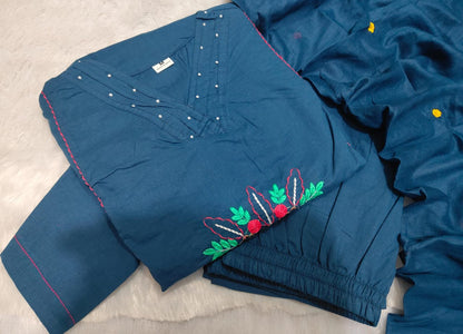 Beautiful Cotton Kurti,Pant and Dupatta set